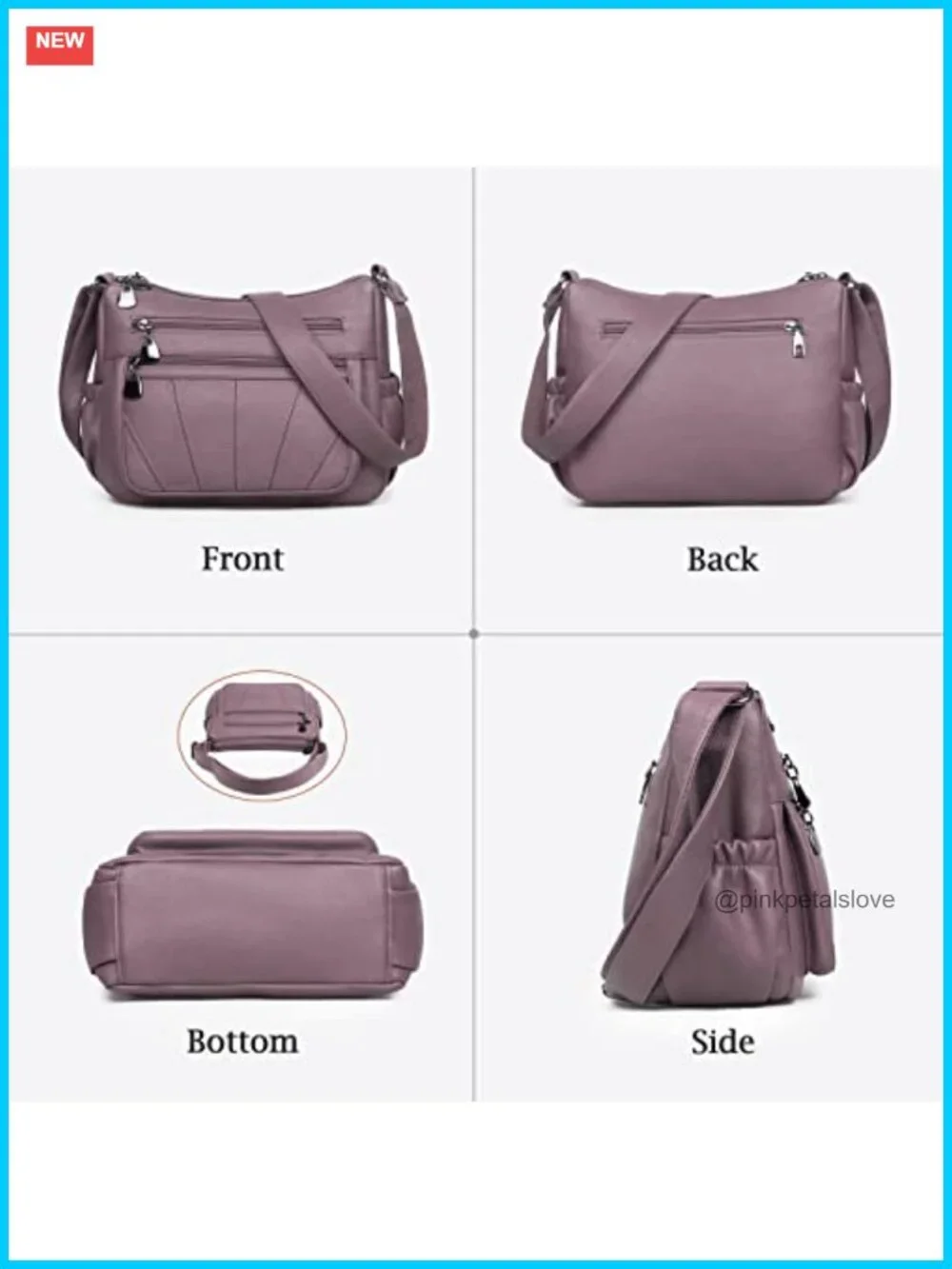 Soft PU Leather Crossbody Satchel Handbag Tote Shoulder Bag Roomy Multi-Pocket